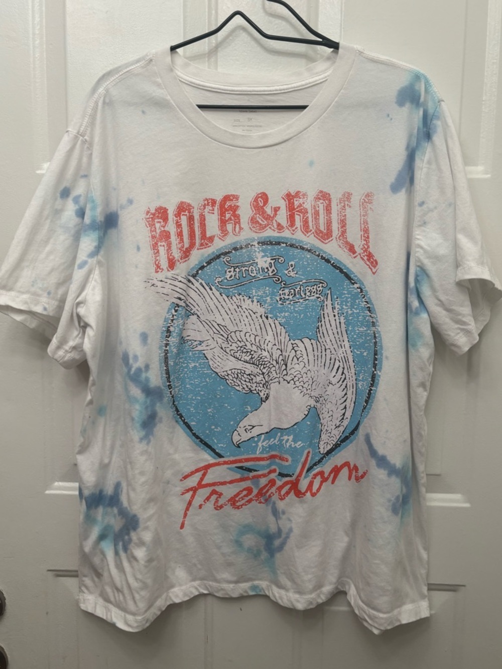 Grayson Threads White Tee with Rock&Roll Freedom Label Print